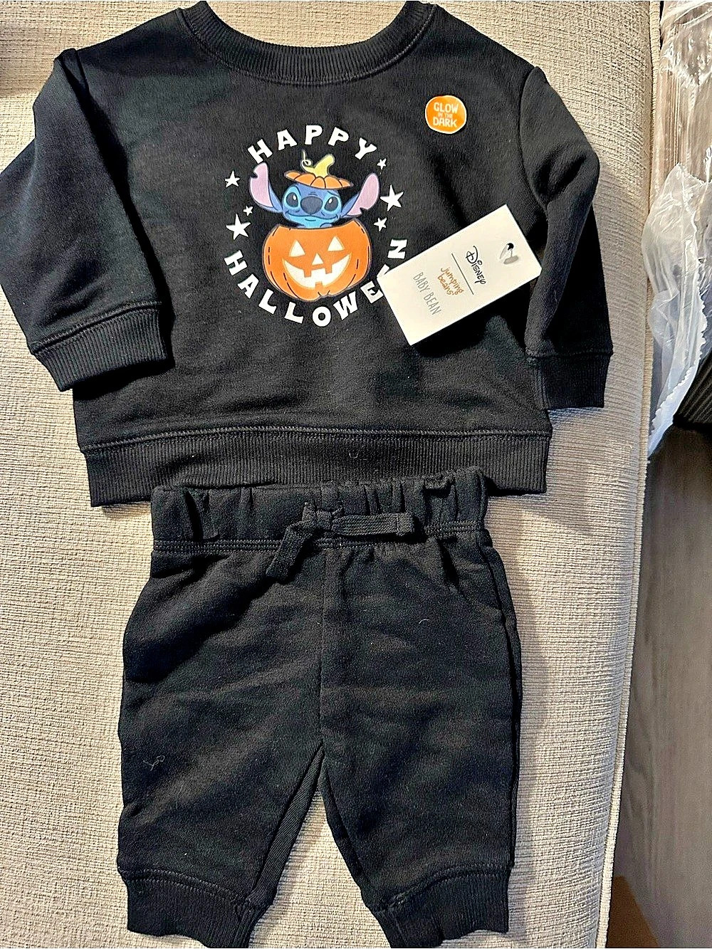 9M Jumping Beans Disney Stitch Happy Halloween Glow-in-the-Dark Sweatshirt and